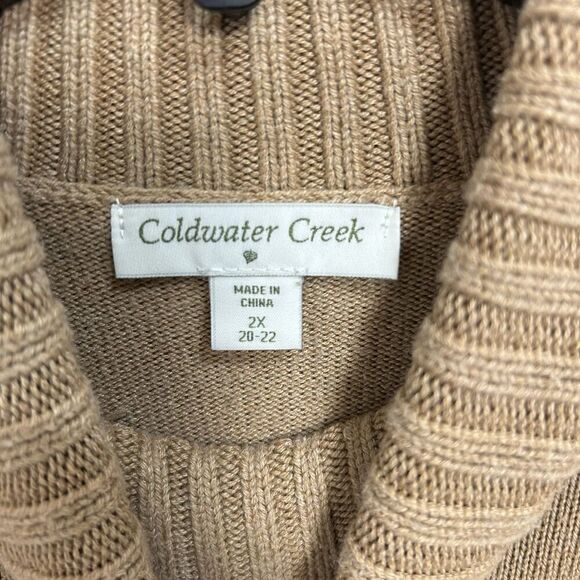 Coldwater Creek Womens 2X Brown Sweater Turtle Neck Long Sleeve Cotton Blend - Picture 2 of 5